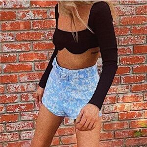 BLUE FLORAL ZARA MINI SHORTS